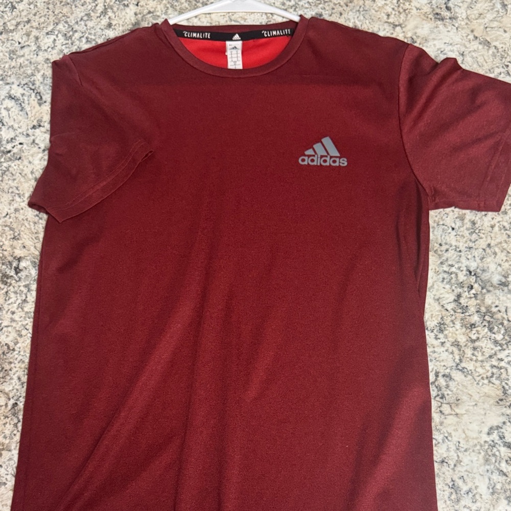 adidas Maroon Short-Sleeve Performance Tee